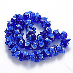 手作り凹凸柄ランプワークビーズ連売り  キツネ  ブルー  12~13x17~19.5x15~16mm  穴：2.5mm  約40個/連  16.54インチ（42cm）&nbsp;LAMP-S194-016C
