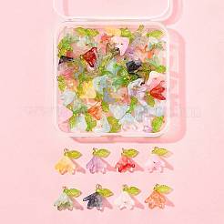 50個透明アクリルパーツ  ゴールデン真鍮パーツ  花  ミックスカラー  16mm  穴：2mm&nbsp;PALLOY-FS00043-02