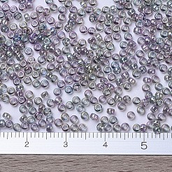 MIYUKIラウンドロカイユビーズ  日本製シードビーズ  11/0  （rr2440)透明な灰色の虹の光沢  2x1.3mm  穴：0.8mm  約1111個/10g&nbsp;X-SEED-G007-RR2440