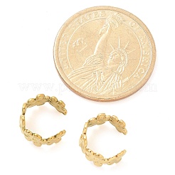 イオンプレーティング（IP）304ステンレススチールフラワーカフイヤリング（女性用）  14KGP本金メッキ  12.5x8mm&nbsp;X-EJEW-A118-03G