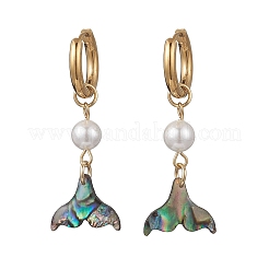 Paua Shell & 202 Stainless Steel Huggie Hoop Earrings&nbsp;EJEW-JE06964-01