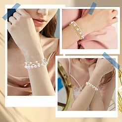 2個 2スタイル ABSプラスチック模造真珠＆シェルパール＆真鍮ビーズブレスレット  女性用ストレッチブレスレット  ゴールドカラー  周囲：6-7/8~7-1/8インチ（17.5~18cm）&nbsp;BJEW-SW01606