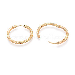 304ステンレススチールフープピアス  テクスチャリング  18KGP本金メッキ  24~24.5x25x2.5mm&nbsp;STAS-T074-19G