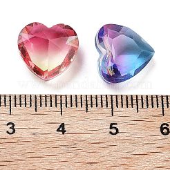 K9ガラスラインストーンカボション  多面カット  ハート  ミックスカラー  12x12x6.5mm&nbsp;RGLA-Q016-03A-01