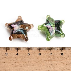 UVメッキプリント透明アクリルビーズ  虹色の  星と黒いハートのレース模様  ミックスカラー  24.5x26x11.5mm  穴：3mm&nbsp;AC-CBAEEF4-07
