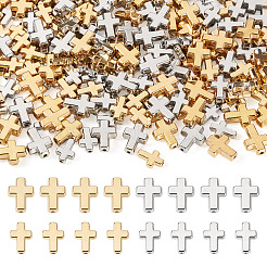 300 個 4 スタイル ccb プラスチックビーズ  クロス  プラチナ·ゴールデン  13~16x9~12.5x3~5mm  穴：1.5~1.6mm  75個/スタイル&nbsp;CCB-TA0001-15