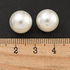 ベーキングペイント パール加工ガラスパールラウンドビーズ  片穴  ホワイト  12mm  穴：1mm&nbsp;HY-S004-01B