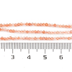 天然石サンストーンビーズ連売り  多面カット  ラウンド  2mm  穴：0.6mm  約233個/連  15.75インチ（40cm）&nbsp;G-F770-C01-01