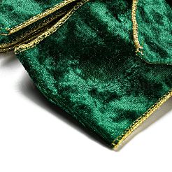 クリスマスベルベットの大きな蝶結び飾り  ツイストタイ付き  クリスマスパーティーの装飾用  濃い緑  180x265x30.5mm&nbsp;AJEW-M041-02B