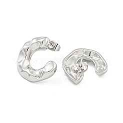 変色しない304ステンレススチール製イヤリング  女性用スタッドピアス  C字型  ステンレス鋼色  19x17mm&nbsp;EJEW-L290-015P