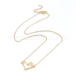 Brass Cubic Zirconia Pendant Necklace & Stud Earring Jeweley Sets&nbsp;SJEW-L154-11G