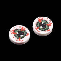 ハロウィーンの手作りポリマークレイカボション  フラットラウンドい目玉  グリーン  4.8~5.3x0.2~0.6mm  約26315個/500g&nbsp;CLAY-A007-04A
