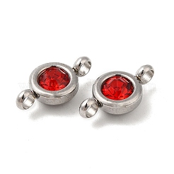 304ステンレススチールシングルラインストーンコネクタチャーム  フラットラウンドいリンク  ステンレス鋼色  ヒヤシンス  12x6.5x4mm  穴：2mm&nbsp;STAS-E194-13P-15