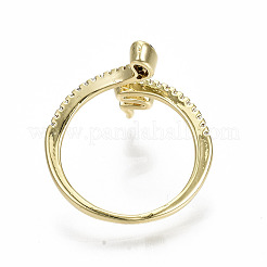 Brass Micro Pave Clear Cubic Zirconia Cuff Rings&nbsp;LS-RJEW-S045-046G-NR
