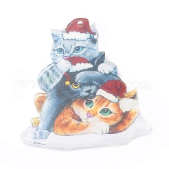 Christmas Cat Shape Acrylic Pendant Decoration&nbsp;HJEW-E007-01G-08