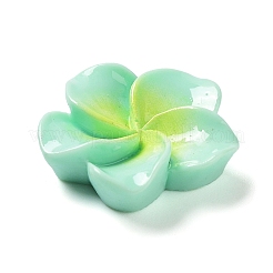 オペーク樹脂カボション  プルメリアの花  アクアマリン  20x20.5x6.5mm&nbsp;RESI-G068-02B