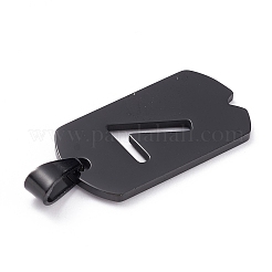 304ステンレスペンダント  数の長方形  電気泳動黒  NUM。7  27.5x14.5x1.5mm  穴：7.5x3mm&nbsp;STAS-H144-02EB-7