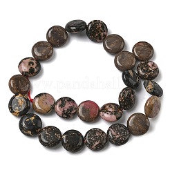 天然石ロードナイトビーズ連売り  フラットラウンド  15~15.5x6mm  穴：0.8~1mm  約26個/連  15.55~15.71インチ（39.5~39.9cm）&nbsp;G-L648-B22-15mm