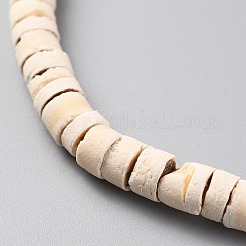 ココナッツビーズ連売り  フラットラウンド  アンティークホワイト  5x2.5~5mm  穴：1mm  約160個/連  23.82''（60.5センチメートル）&nbsp;LS-COCB-C001-01B