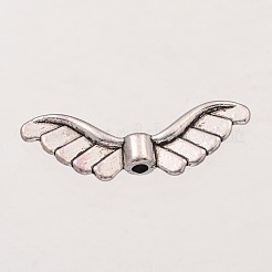 翼チベットスタイル合金ビーズ  鉛フリー＆ニッケルフリー＆カドミウムフリー  アンティークシルバー  約23mm長  8 mm幅  厚さ2mm  穴：1mm&nbsp;LS-AB5041Y-NF