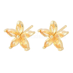 Brass Micro Pave Cubic Zirconia Stud Earrings for Women&nbsp;KK-A305-05G-04