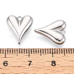 304ステンレススチールチャーム  ハートチャーム  変色防止  ステンレス鋼色  13.5x11.3x3.5mm  穴：1.4mm&nbsp;STAS-T065-81P