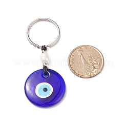 Handmade Lampwork Blue Evil Eye Keychain Key Ring&nbsp;KEYC-JKC00385-02