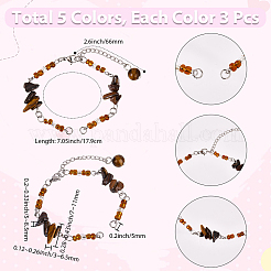 15Pcs 5 Styles Synthetic Turquoise & Natural Rose Quartz & Tiger Eye & Amethyst & Red Jasper Chips & Handmade Seed Beads Bracelet Making&nbsp;AJEW-SC0031-86