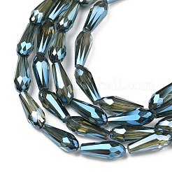 電気メッキガラスビーズセット  半分メッキ  多面カット  ティアドロップ  虹メッキ  15x6mm  穴：1mm  約48~50個/連  （64~72cm）&nbsp;EGLA-L015-HP-B04