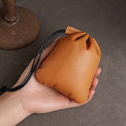 革製の巾着袋  長方形  ペルー  12x10x0.3cm&nbsp;ABAG-CL0001-38B