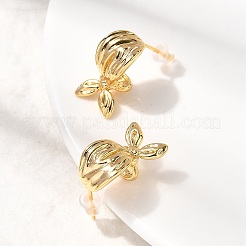 Leaf Brass Stud Earrings&nbsp;EJEW-B148-05G