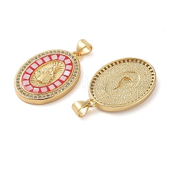 Brass & Shell & Clear Cubic Zirconia Pendants&nbsp;KK-I712-09G