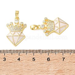 Brass Micro Pave Clear Cubic Zirconia Pendants&nbsp;CU-CBA2554-07G