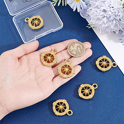 304ステンレススチールペンダント6個  コンパスチャーム  18KGP本金メッキ  32x26x7mm  穴：4.2mm&nbsp;STAS-BBC0010-75