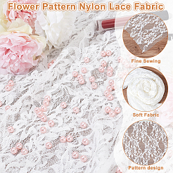 Flower Pattern Nylon Lace Fabric&nbsp;OCOR-WH0092-20A