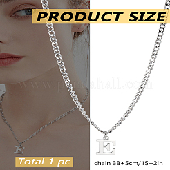304ステンレススチールレターペンダントネックレス1個  ステンレス鋼色  鉛フリー＆ニッケルフリー＆カドミウムフリー  文字e  15.16インチ（38.5cm）〜16.54インチ（42cm）  文字：1mm&nbsp;NJEW-LP0001-33E-P