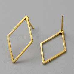 Golden Brass Hollow Geometric Stud Earrings&nbsp;EJEW-WH0012-127D