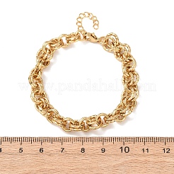槌目加工の304ステンレススチール製ダブルリングリンクチェーンブレスレット（女性用）  イオンプレーティング（ip）  ゴールドカラー  6.73インチ（17.1cm）&nbsp;BJEW-G780-06G-01