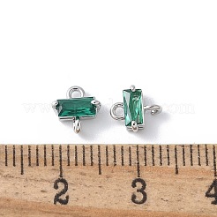 真鍮舗装キュービックジルコニアコネクタチャーム  ラックめっき  長持ちメッキ  カドミウムフリー＆鉛フリー  プラチナ  長方形  6.5x6x3.5mm  穴：1mm&nbsp;KK-F892-53P-04