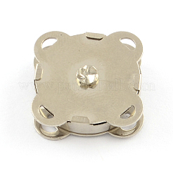 アイアン製財布スナップボタン  財布のハンドバッグのため閉鎖  プラチナ  19x19x7mm  穴：1.5x2mm&nbsp;IFIN-R203-68P