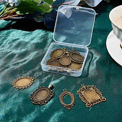 12Pcs 12 Styles Tibetan Style Zinc Alloy Pendant Cabochon Settings&nbsp;TIBEP-SC0003-49