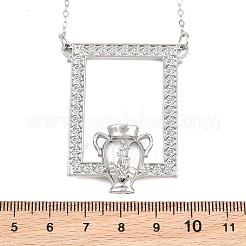 Alloy Rectangle Photo Frame with Vase Pendant Necklaces for Dried Flowers&nbsp;AL-CBA3C8B-18P