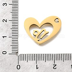 ステンレスペンダント201個  レーザー切断  星座チャーム付きハート  ゴールドカラー  山羊座  17x21.5x1.5mm  穴：1.6x2.6mm&nbsp;STAS-A116-01G-10