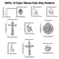 100Pcs 10 Styles Tibetan Style Alloy Pendants&nbsp;TIBEP-CJ0003-52