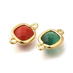 Brass Pave Glass Square Links Connector Charms&nbsp;STAS-K295-04G