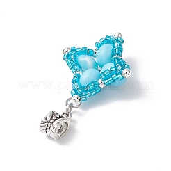 Dyed Synthetic Imperial Jasper & Glass Seed Beaded Star European Dangle Charms&nbsp;PALLOY-MZ00693-01