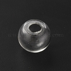 丸い機械化された吹きガラスグローブボールボトル  スタッドピアスや工芸品用  透明  12x11mm  穴：4.2mm&nbsp;GLAA-WH0036-20C