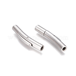 変色防止コラム 304 ステンレススチール製バヨネットネックレス留め具  ステンレス鋼色  25x5x4mm  穴：2mm&nbsp;STAS-N014-36