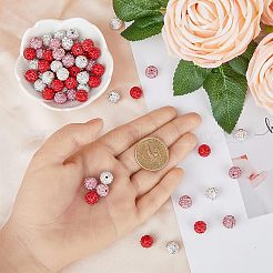90Pcs 3 Colors Valentine's Day Theme Polymer Clay Rhinestone Round Beads&nbsp;RB-HY0001-02