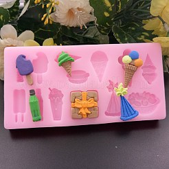 食品グレードのシリコンモールド  フォンダン型  DIYケーキデコレーション用  チョコレート  キャンディ  UVレジン＆エポキシ樹脂ジュエリー作り  アイスクリーム  ピンク  115x58x9mm&nbsp;DIY-E013-10